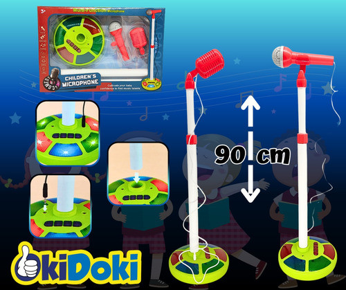 Microfono Con Soporte Luces Y Sonidos De Juguete-okidoki. 1
