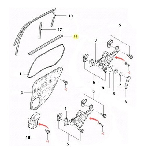 Burlete Puerta Trasera Izquierda Ford Focus 2008/13 Original 1
