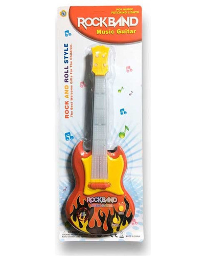Guitarra Rock Con De Juguete Para Niños Con Luz Y Sonido 0