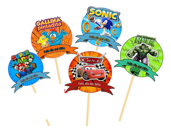 Kit Imprimible Toppers Día Del Niño Infantiles Personajes 0