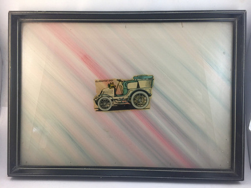 Antigua Bandeja Automovil Gladiator 1901 - Vidrio Y Marco 0