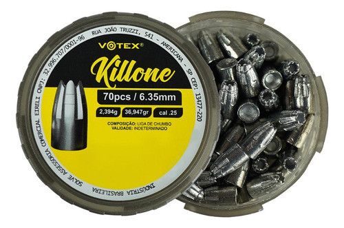 Chumbinho Espingarda 6.35mm 140un Votex Killone Max 36.947gr 1