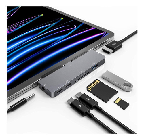 Concentrador Adaptador Hub Usbc 7 En 1 Ideal iPad Nxpgkea 0