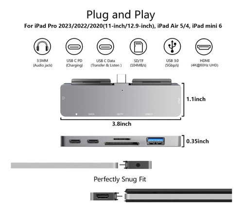 Concentrador Adaptador Hub Usbc 7 En 1 Ideal iPad Nxpgkea 1