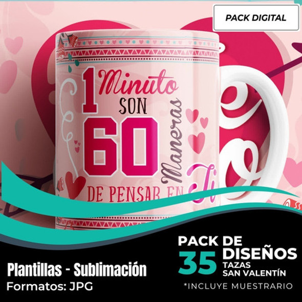 Diseños Plantillas Tazas San Valentín Amor Enamorados M130 1