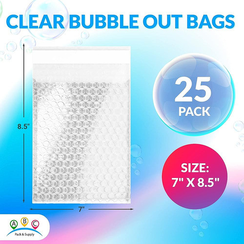 Abc Clear Bubble Out Bags 7 X 8.5, Bolsas De Burbujas De Emb 1