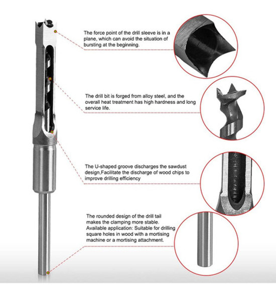 Mecha Agujero Cuadrado Juego 7 Piezas Pulgadas 1