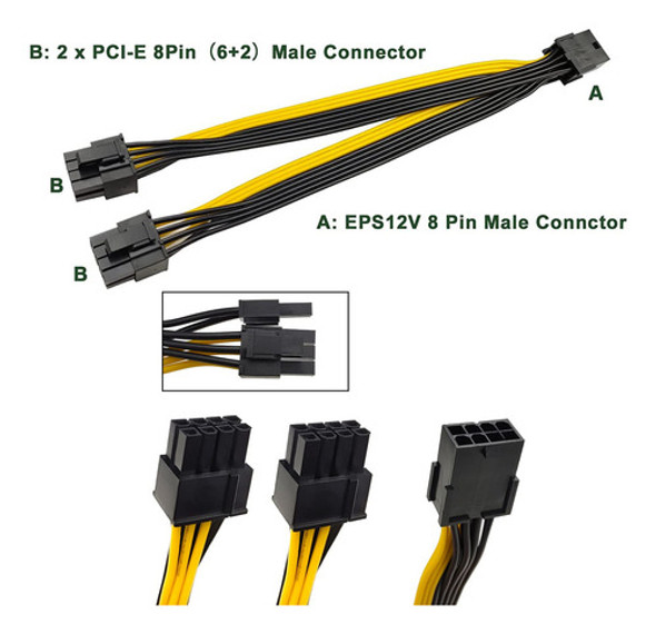Jzymod Paquete De 4 Cables De Extensin Pcie De 8 Pines Hembr 1