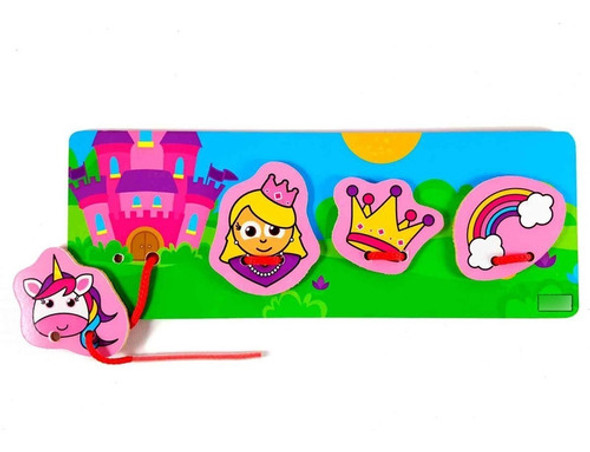 Juego De Enhebrado Princesas Didáctico Infantil Madera 1