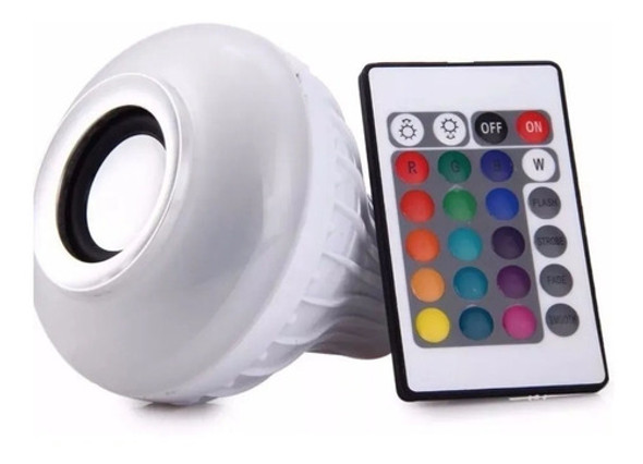 Mini Parlante Foco Led Rgb Bluetooth Musica Con Control 0