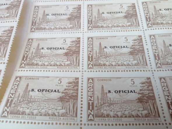 Lote Estampillas Tierra Del Fuego 5 Pesos Servicio Oficial 1