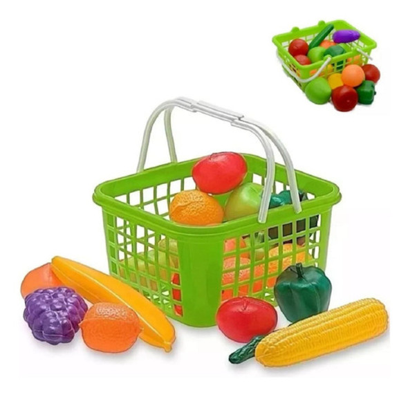 Set Juego De Frutas Y Verduras En Canasto 20 Piezas 26x19 Cm 0