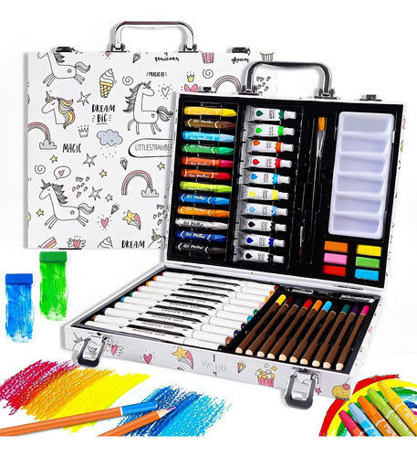 Maleta Kit Marcador Lapiz Pintura Colores Rigida 0