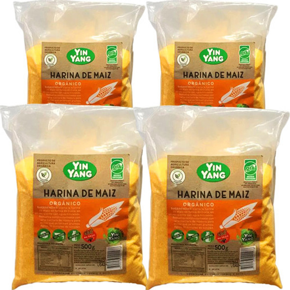 X4 Polenta Harina De Maíz Orgánica Yin Yang 500g Sin Tacc 0