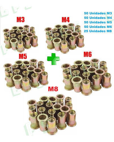 Juego Combo Tuerca Remaches M3 M4 M5 M6 M8 0