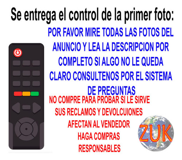 Control Remoto Tv Led Lcd Para Serie Dorada 459 Zuk 1