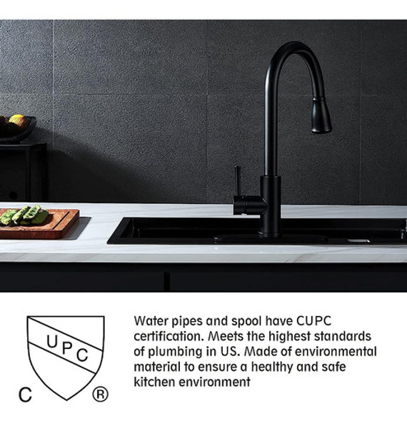 Guukar Grifo De Cocina Negro Con Pulverizador Pulle Tapizado 1