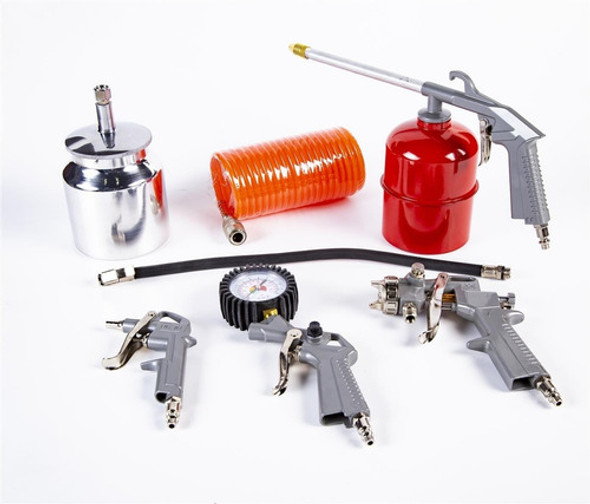 Kit Set 5 Piezas Compresor Aire Pistola Recipiente Manguera 1