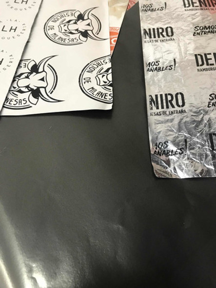 Papel Aluminio Para Hamburguesas 30x40 Con Logo , Marca. 0
