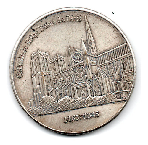 Francia Medalla 5 Francos Napoleon Y Catedral De Notre Dame 1