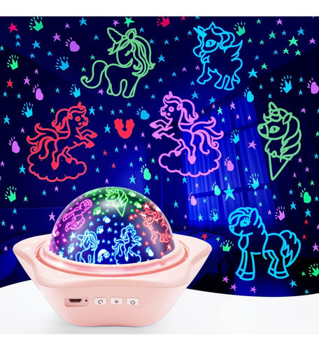 Proyector Lámpara Nocturna Estrellas Recargable Niñas Niños 1