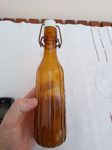 Antigua Botella Ambar Agua Oxigenada Laboratorio Farini 0