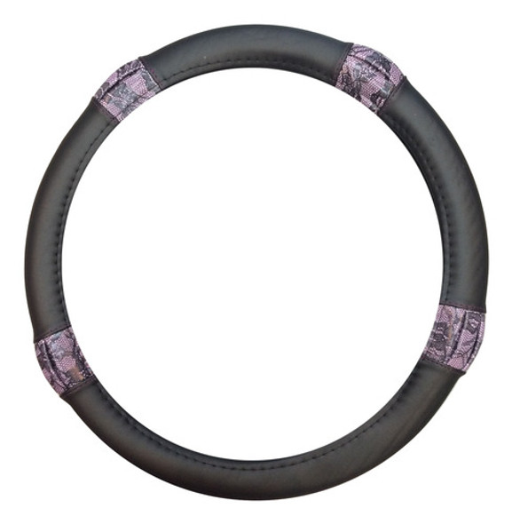 Funda Cubre Volante 38cm Negro Con Estampado Violeta 0