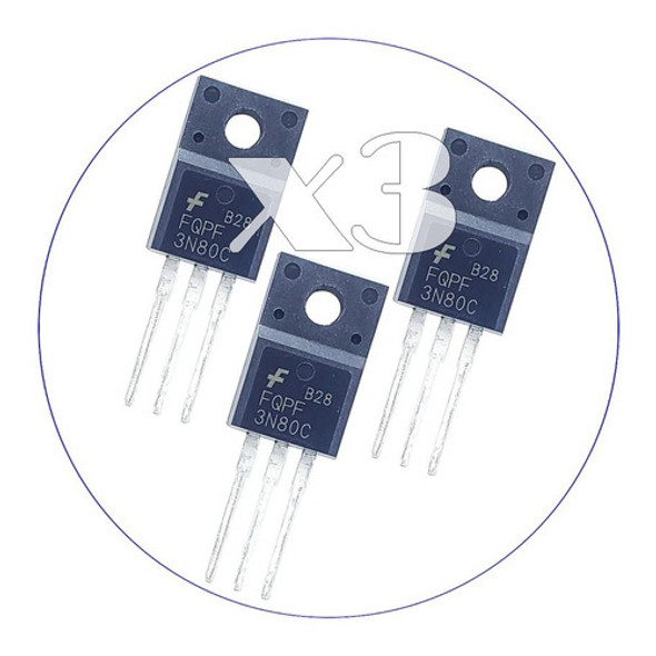 Set X 3 Fqpf 3n80c 3n80 Fqpf3n80c Mosfet Canal N 800v 0