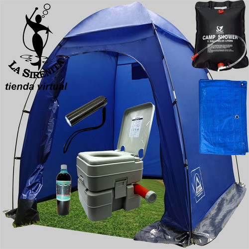 Kit Carpa Baño Arye + Water 20lt + Químico + Lona + Linterna 1
