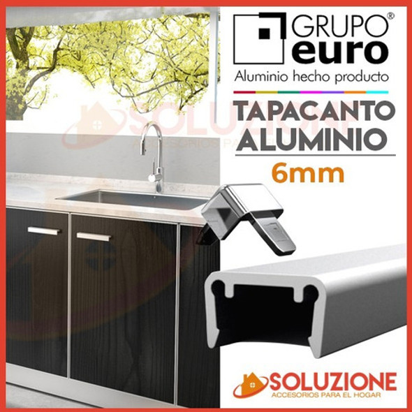Tapacanto U Euro Aluminio 6 Mm Mueble Puerta Cajon Cocina 1