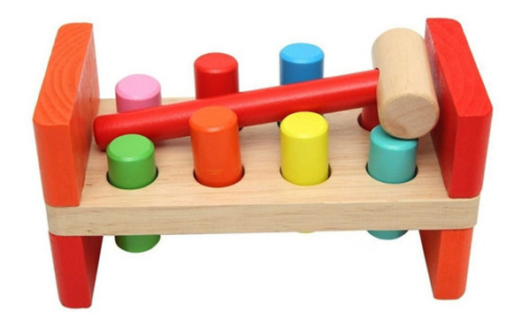Banco Descarga Juego Didáctico Madera Con Martillo 8 Palos 0