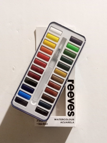 Acuarelas Pastillas 24 Col + Block 28x38 Cm + Mezcladora 1