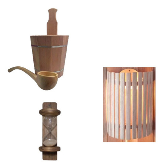 Balde Cucharón Reloj De Arena Luz Artesanal Accesorios Sauna 0