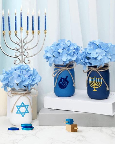 Nefelibata Hanukkah Mason Jar Arreglo Floral Mesa Centro Del 1