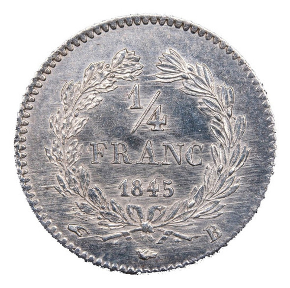 Francia 1/4 Franco 1845 B Exc Plata Km 740.2 Luis Felipe I 0