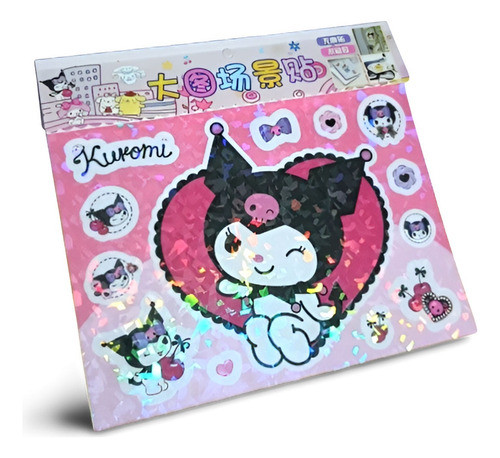 Calcomania Holografica Grande Kuromi Stickers 0