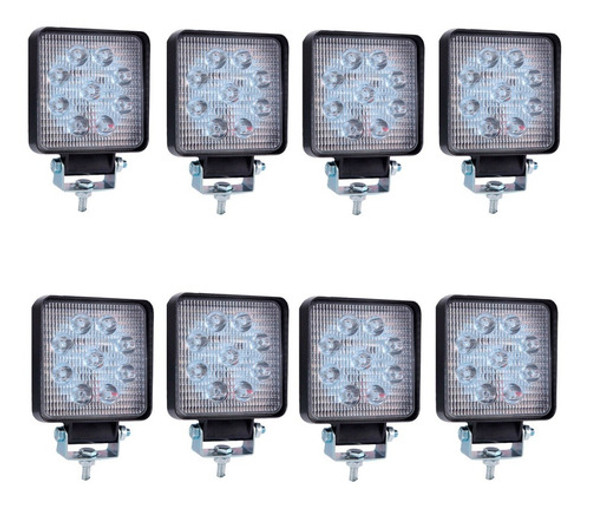 Kit Led 8 Faros Auxiliar Proyector 9 Leds Off Road 12 Y 24v 0