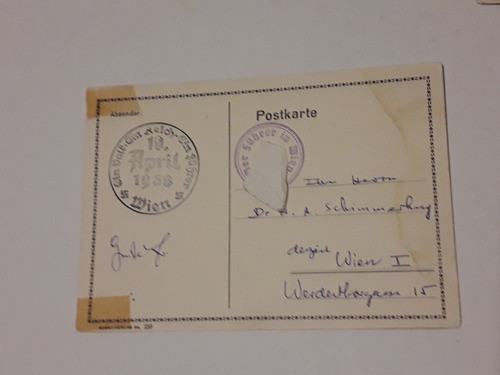 Tarjeta Postal Original   Viena 10/04/1938 0