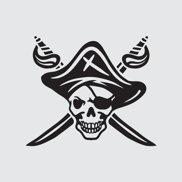 Calcomanía Pirata Calavera Espadas 18 Cm. 0