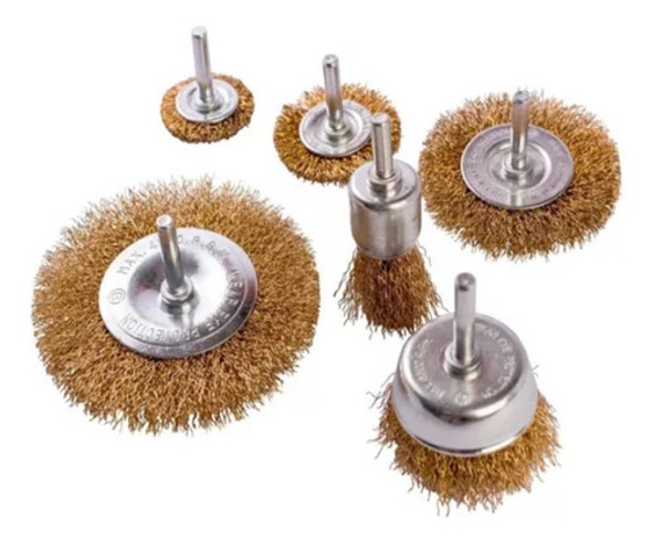 Set Cepillos Acero Para Taladro 6 Pz Plano Copa 0