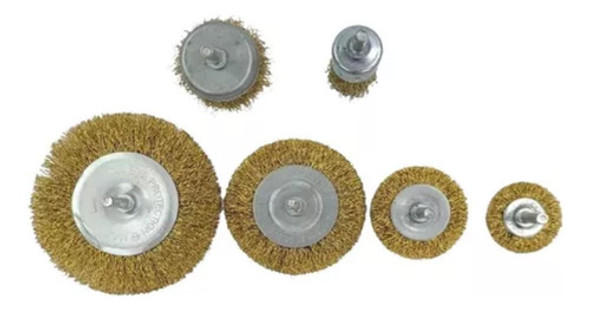 Set Cepillos Acero Para Taladro 6 Pz Plano Copa 1