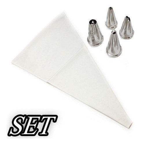 Combo Manga Decorar Pastelera Nº 7 + 4 Picos Acero Repsotera 0