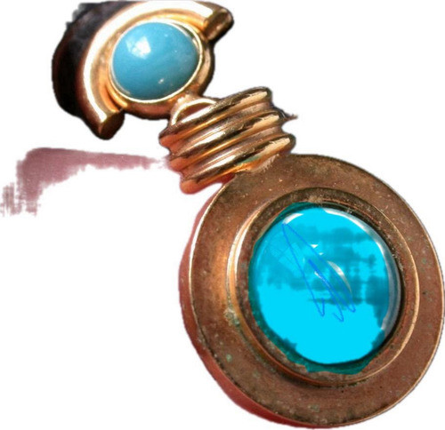 Luli Caravanas Enchapadas Oro 18k Cristal Turquesa Oferta 0