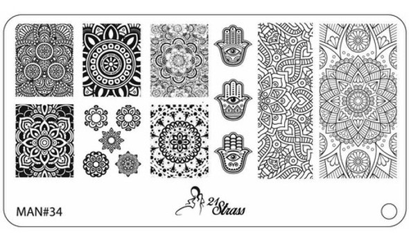 Placa Para Stamping De Acrílico 21 Strass Mándalas 0