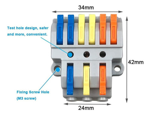 Bornera Empalme Rapido Presion 3 A 6 Vias 0.08 A 2.5mm2 1
