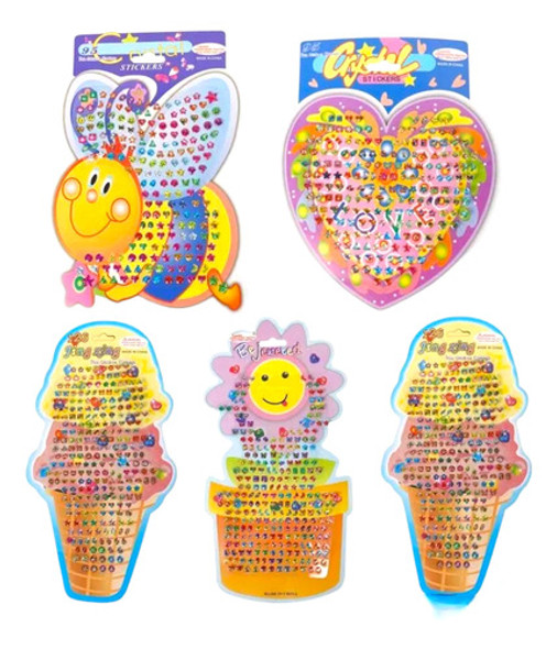 5  Sets Stickers Relieve Brillo Gemas Decorativas Souvenir 0