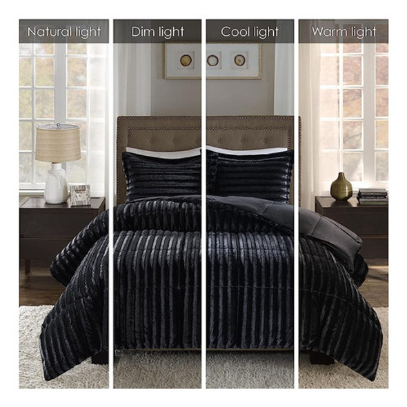 ~? Madison Park Duke Luxe Faux Fur Conjunto De Edredón Rever 1