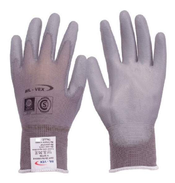 Docena Pares Guantes Bil-vex Poliamida Con Pu Gris Talle X L 0