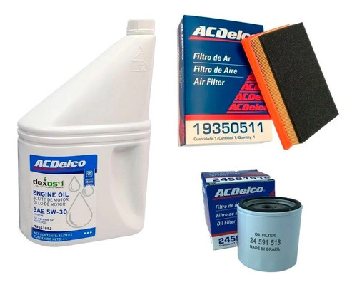 Kit 2 Filtros + Acceite Ac Delco 5w30 Prisma 2015 2016 2017 0