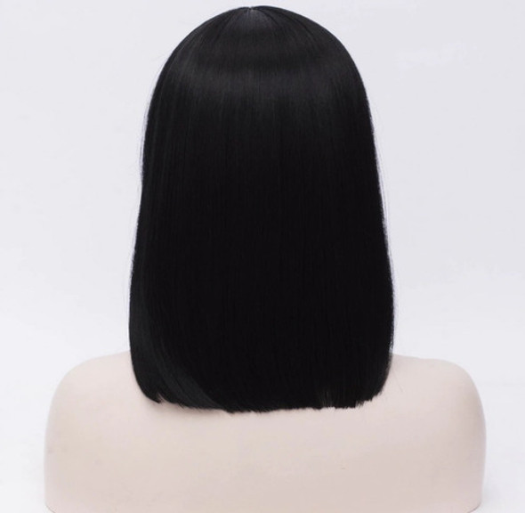 Peluca Corta Bob Carre Negra Simil Natural Oncologica Teatro 1